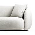 Modern Light Beige Fabric Sectional Sofa With Curved Design And Decorative Pillows