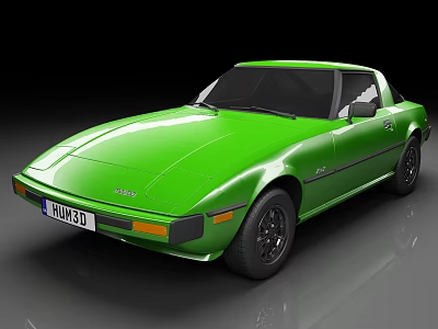 Classic Green Sports Car With Shiny Exterior And Black Wheels Design 3d model