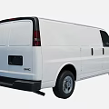 White GMC Commercial Cargo Van With Black Front Grille And Side Doors For Business Use