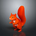 Orange Standing Squirrel 3D Character Model With Big Tail White Belly And Black Eyes