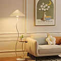 Cozy Modern Floor Lamp In Living Room With Beige Sofa Small Table And Green Plant