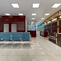 Pharmacy Store Interior With Dark Wooden Medicine Cabinets Blue Chairs And Western Medicine Counter