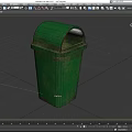 Public Facility Green Trash Bin With Lid For Urban Outdoor Settings