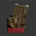 Vintage Brown Leather Pouch With Small Metal Containers On Red Square Base