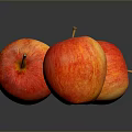 Three Fresh Juicy Red Apples With Vibrant Color And Shiny Skin On Dark Reflective Surface