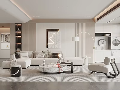 Modern Living Room Interior With Sectional Sofa Coffee Table Area Rug And Floor Lamp 3d model