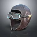 Vintage Aviator Helmet With Leather Construction Classic Goggles And Retro Style