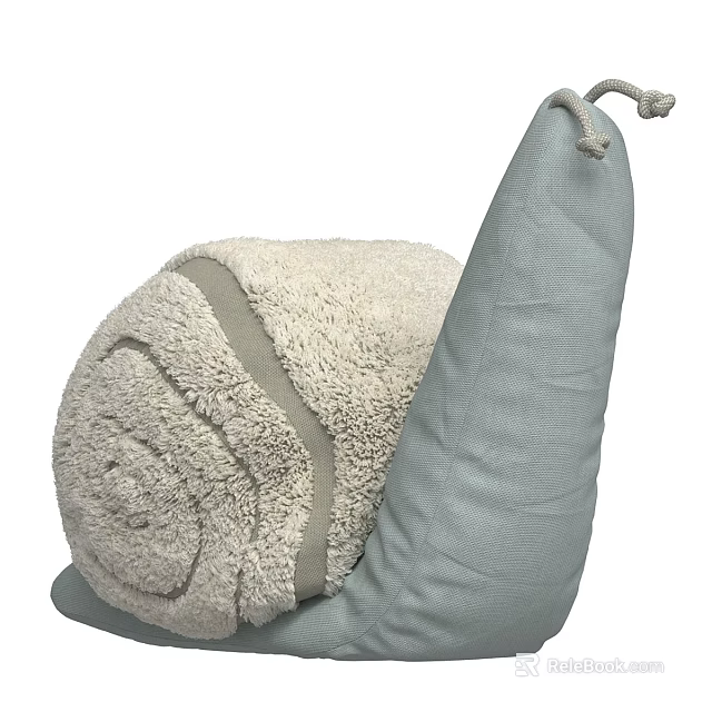 Snail Shaped Plush Pillow With Light Gray And Beige Soft Texture For Decorative Home Use 3d model 