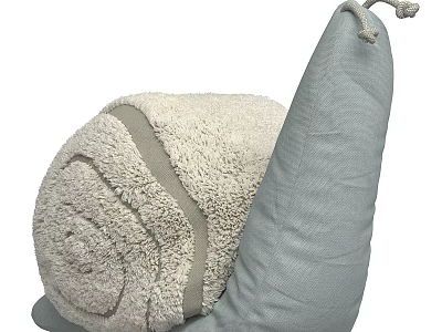 Snail Shaped Plush Pillow With Light Gray And Beige Soft Texture For Decorative Home Use 3d model