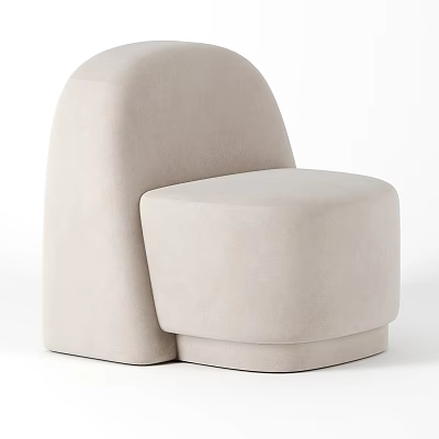 Comfortable Beige Fabric Single Seater Sofa With Modern Rounded Shape Design 3d model