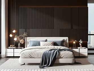Modern Background Double Bed Double Bed 3d model