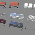 Various Public Chairs Featuring Different Colors And Metal Frame Designs 3d model