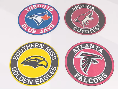 Toronto Blue Jays Arizona Coyotes Southern Miss Golden Eagles Atlanta Falcons Sports Team Emblems Collection 3d model
