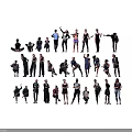 Group of People in Various Poses Standing Sitting and Doing Different Actions