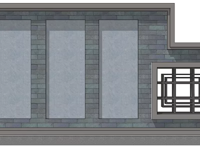 Exterior Brick Feature Wall With Three Rectangular Panels And Lattice Accent 3d model