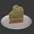 Delicious Purple Layered Cake With Flower Frosting On Pink Plate