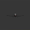 Red White And Black Airplane With Propeller Canopy US Logo Wings And Reflection