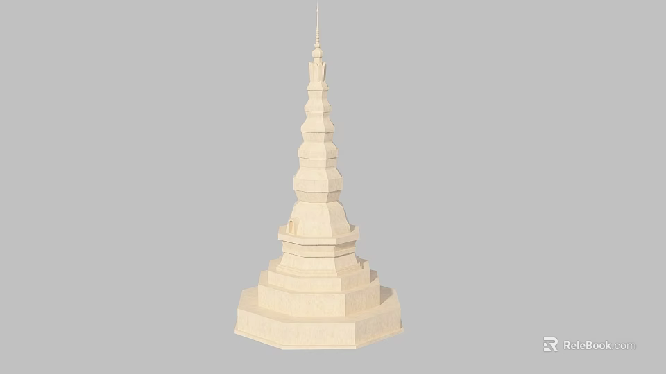 Traditional White Stone Pagoda With Detailed Multi Tiered Architectural Structure Design 3d model 