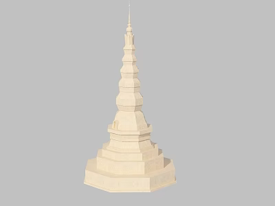 Traditional White Stone Pagoda With Detailed Multi Tiered Architectural Structure Design 3d model