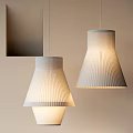 Modern White Pleated Pendant Lights With Soft Lighting Against Beige Wall Background 3d model