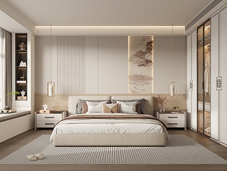 New Chinese Style Home Bedroom 3d model