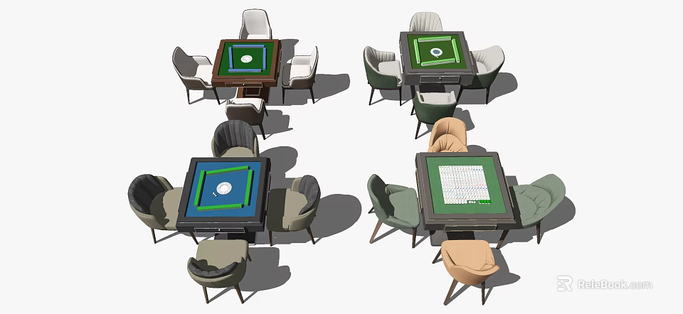Modern Entertainment Tables With Surrounding Chairs And Multi Game Surfaces 3d model 