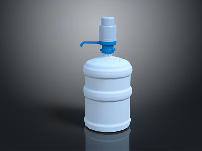 Practical Household Water Container With White Body And Blue Pump Dispenser 3d model