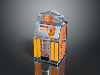 Retro Style 777 Slot Machine With Silver And Orange Color Home Decor Item 3d model