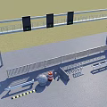 Road Infrastructure With Gantry Digital Displays Guardrails Traffic Cones And Speed Limit Sign