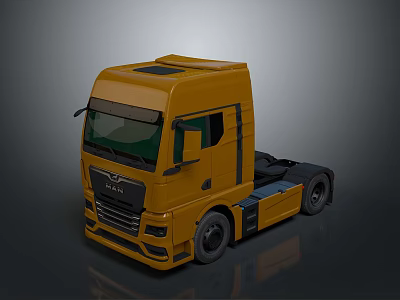 Yellow Modern Truck Cab With Front Grille Windows Sleek Design And Wheels 3d model
