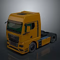 Yellow Modern Truck Cab With Front Grille Windows Sleek Design And Wheels