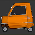 Orange Small Mini Car With Vintage Style On Dark Background Reflection 3d model