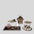 Delicious Afternoon Tea Snacks With Teapot Teacup Waffles Nuts And Syrup Bottles