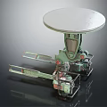 Industrial Mechanical Platform With Circular White Tabletop And Metal Lifting Structure 3d model