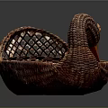 Handcrafted Swan Shaped Woven Basket With Intricate Texture And Brown Finish