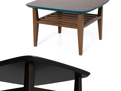 Modern Wooden Coffee Table With Lower Shelf And Stable Leg Structure 3d model