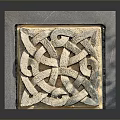 Carved Decorative Stone Panel Featuring Intricate Interlacing Design And Gray Frame 3d model