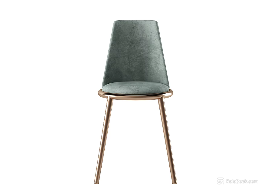 Green Velvet Leisure Chair With Brass Metal Legs And Modern Minimalist Design 3d model 