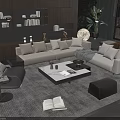Minotti Sofa Coffee Table Combination Multi-person Corner Sofa Coffee Table Leisure Chair Side Table Corner Table 3d model