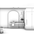 Elegant Modern Bathroom Interior With Marble Vanity And Gold Accents