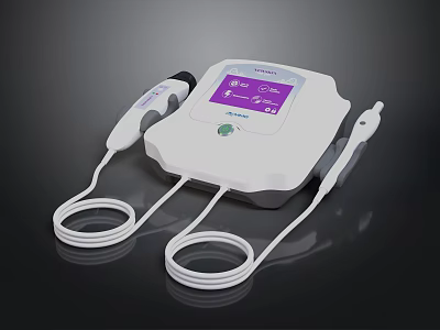 Alma White Medical Device Featuring Purple Screen And Two Connected Probes 3d model