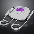 Alma White Medical Device Featuring Purple Screen And Two Connected Probes