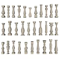 Various Decorative Baluster Designs in Beige Color for Staircase and Railing Projects 3d model