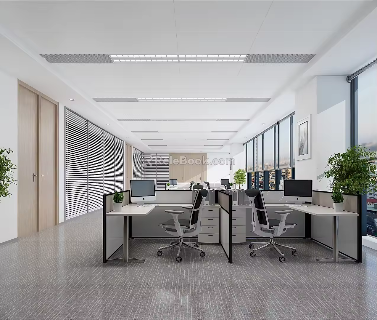 Modern open office area 3d model
