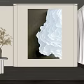 Elegant Interior Decor With Large Abstract Painting Small Round Table And Dried Flowers