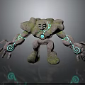 Moss Covered Stone Golem Creature With Blue Glowing Patterns On Limbs And Chest 3D Rendering 3d model