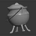 Vintage Silver Cooking Pot With Lid Handles Claw Feet And Decorative Patterns