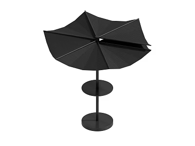 Black Umbrella Shaped Decorative Object With Foldable Structure And Double Circular Base 3d model