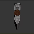 Ornate Metal Axe With Brown Wooden Handle And Detailed Decorative Design