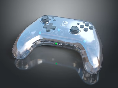 Transparent Nintendo Switch Game Controller Featuring LED Indicators As Modern Entertainment Device 3d model